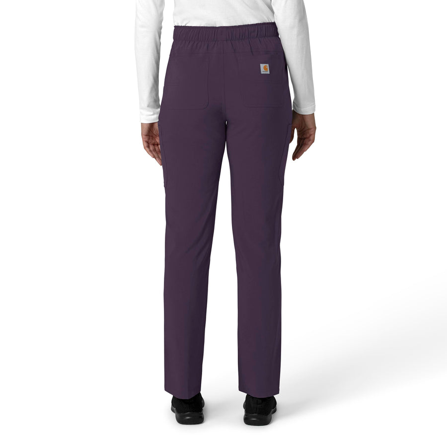 Force Cross-Flex Women's Straight Leg Cargo Scrub Pant Black Plum back view