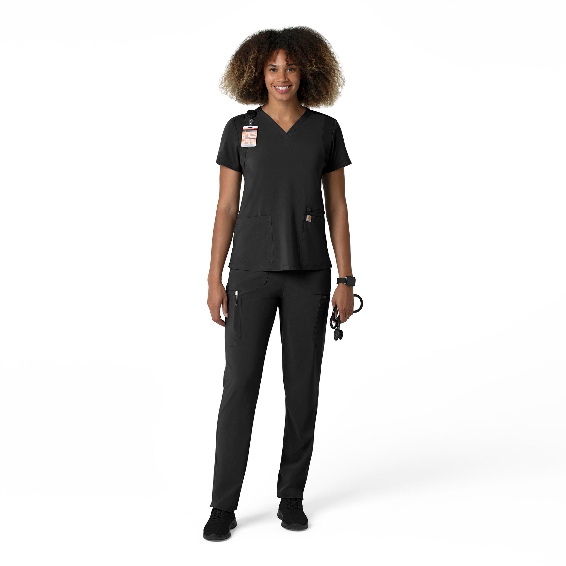 Force Cross-Flex Women's Straight Leg Cargo Scrub Pant Black full scrub set
