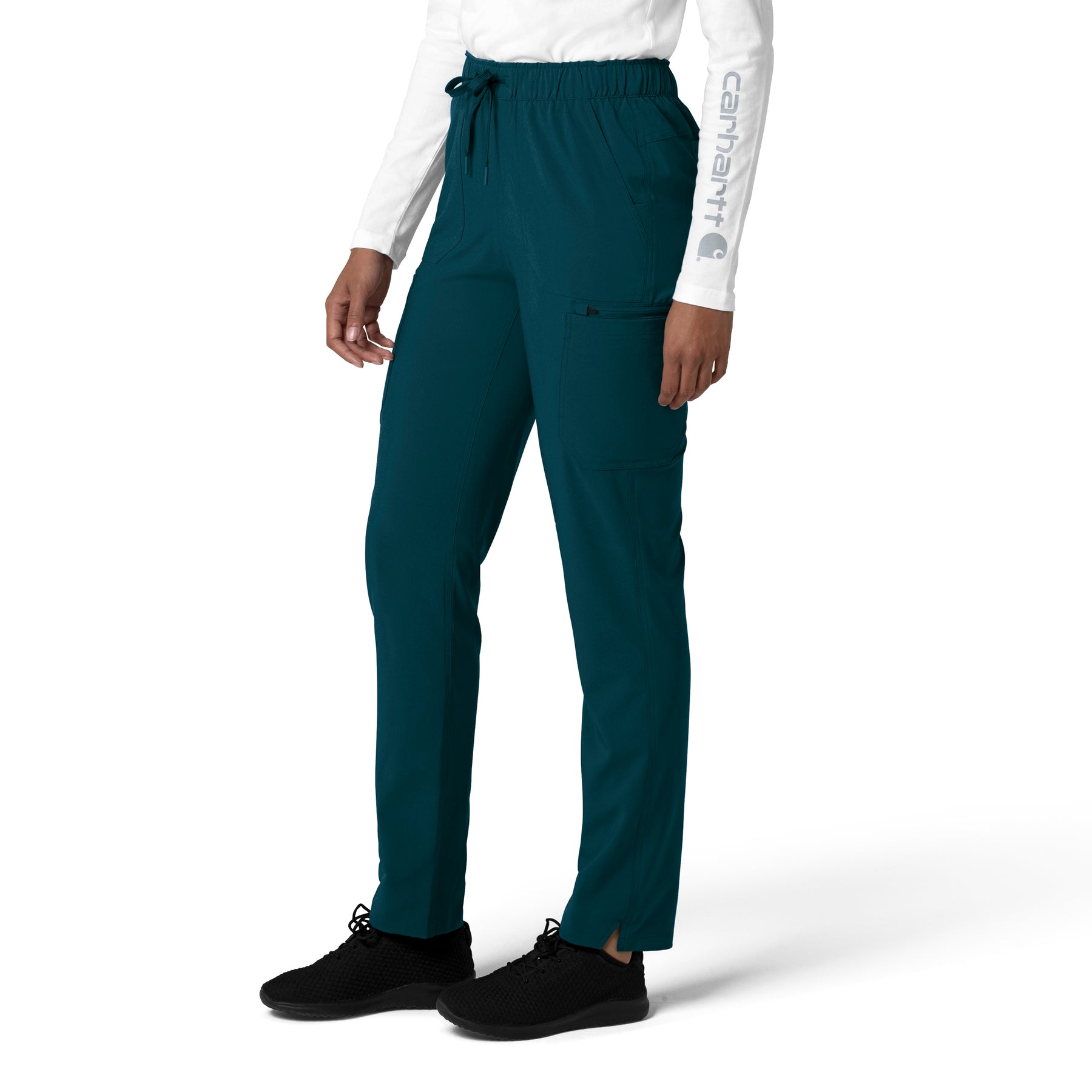 Force Cross-Flex Women's Straight Leg Cargo Scrub Pant Caribbean side view