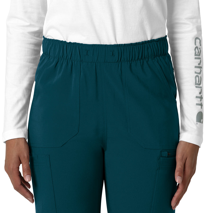 Force Cross-Flex Women's Straight Leg Cargo Scrub Pant Caribbean front detail