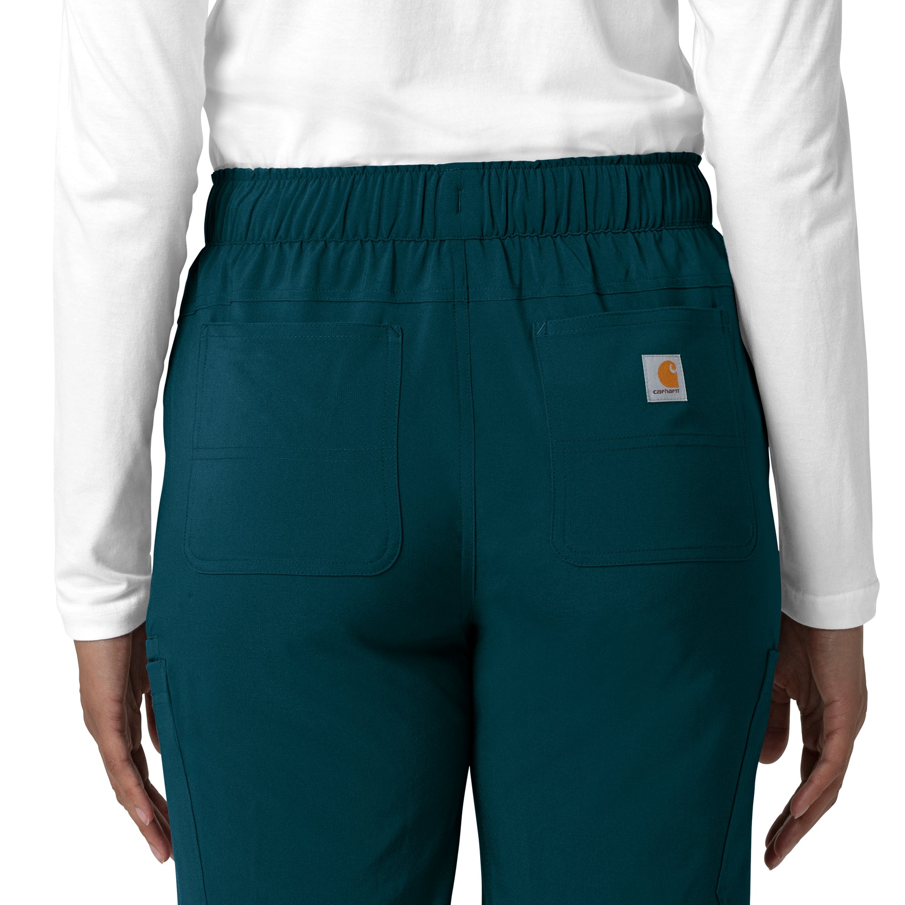 Force Cross-Flex Women's Straight Leg Cargo Scrub Pant Caribbean hemline detail