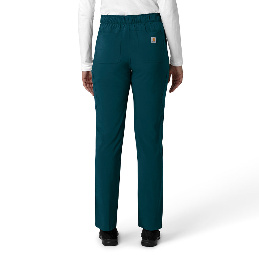 Force Cross-Flex Women's Straight Leg Cargo Scrub Pant Caribbean back view