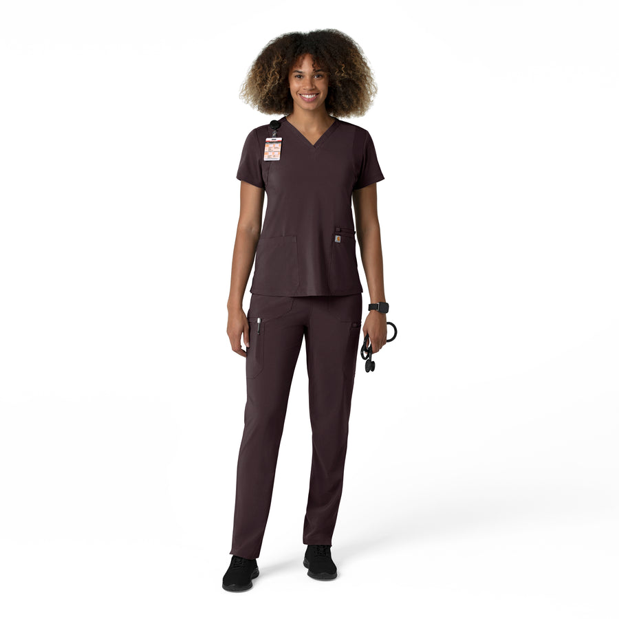 Force Cross-Flex Women's Straight Leg Cargo Scrub Pant Dark Sepia full scrub set