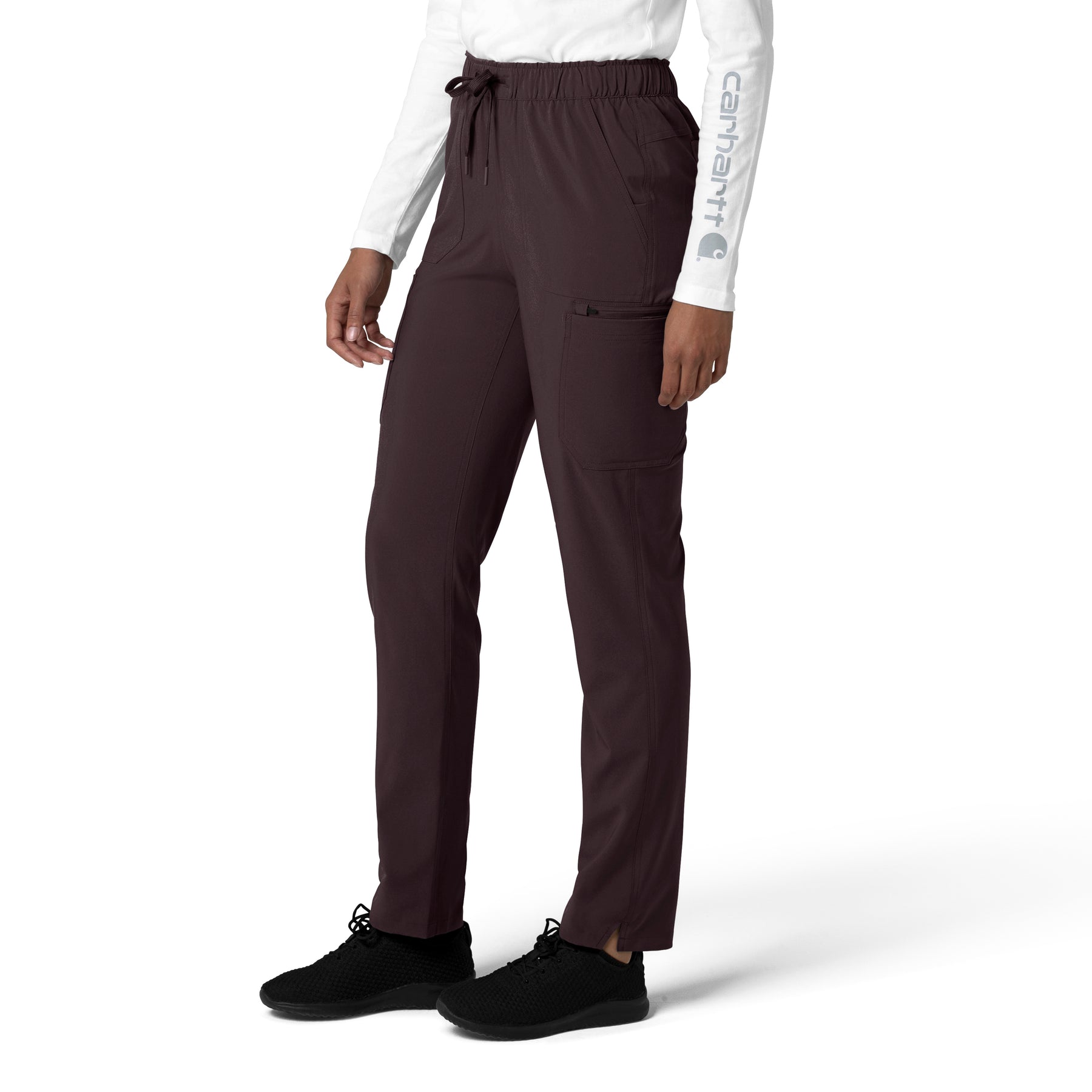 Force Cross-Flex Women's Straight Leg Cargo Scrub Pant Dark Sepia side view