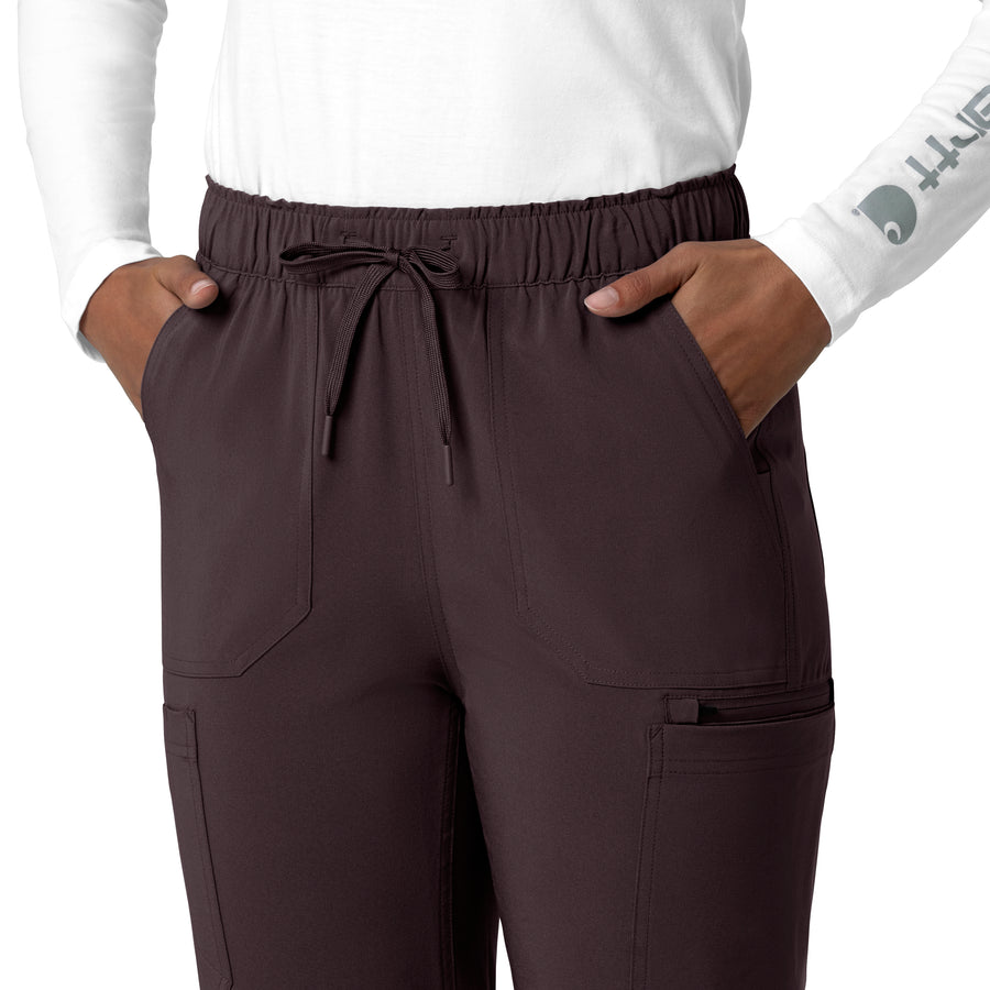 Force Cross-Flex Women's Straight Leg Cargo Scrub Pant Dark Sepia side detail 2
