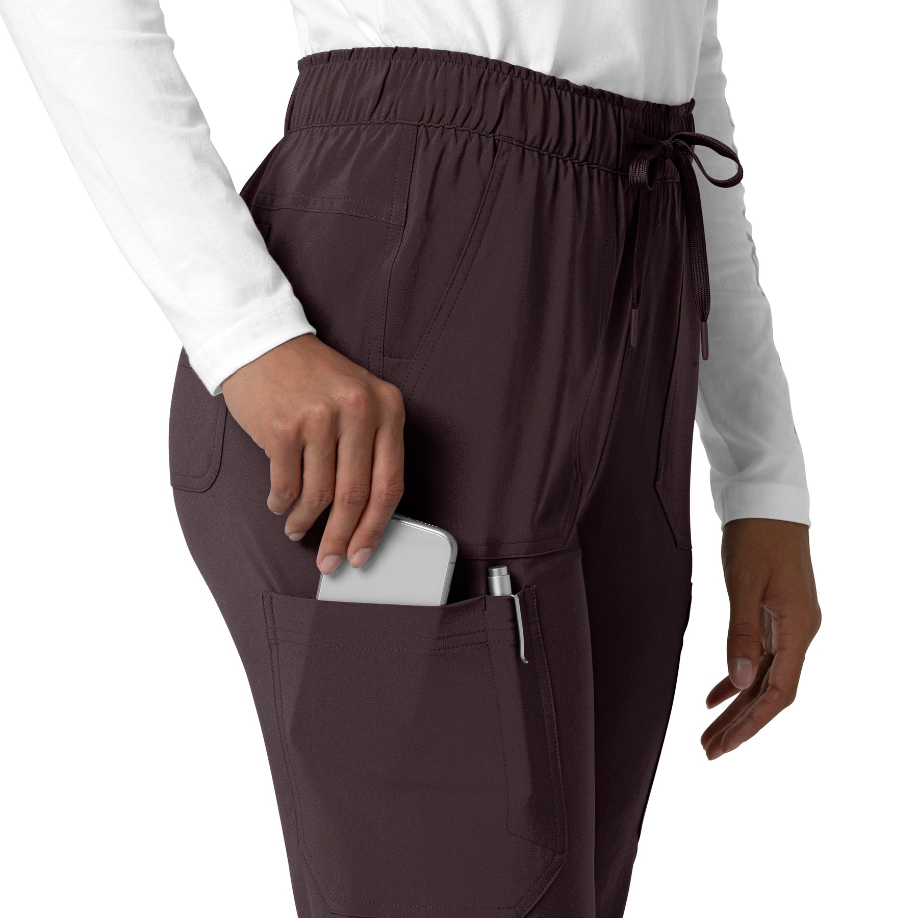 Force Cross-Flex Women's Straight Leg Cargo Scrub Pant Dark Sepia back detail