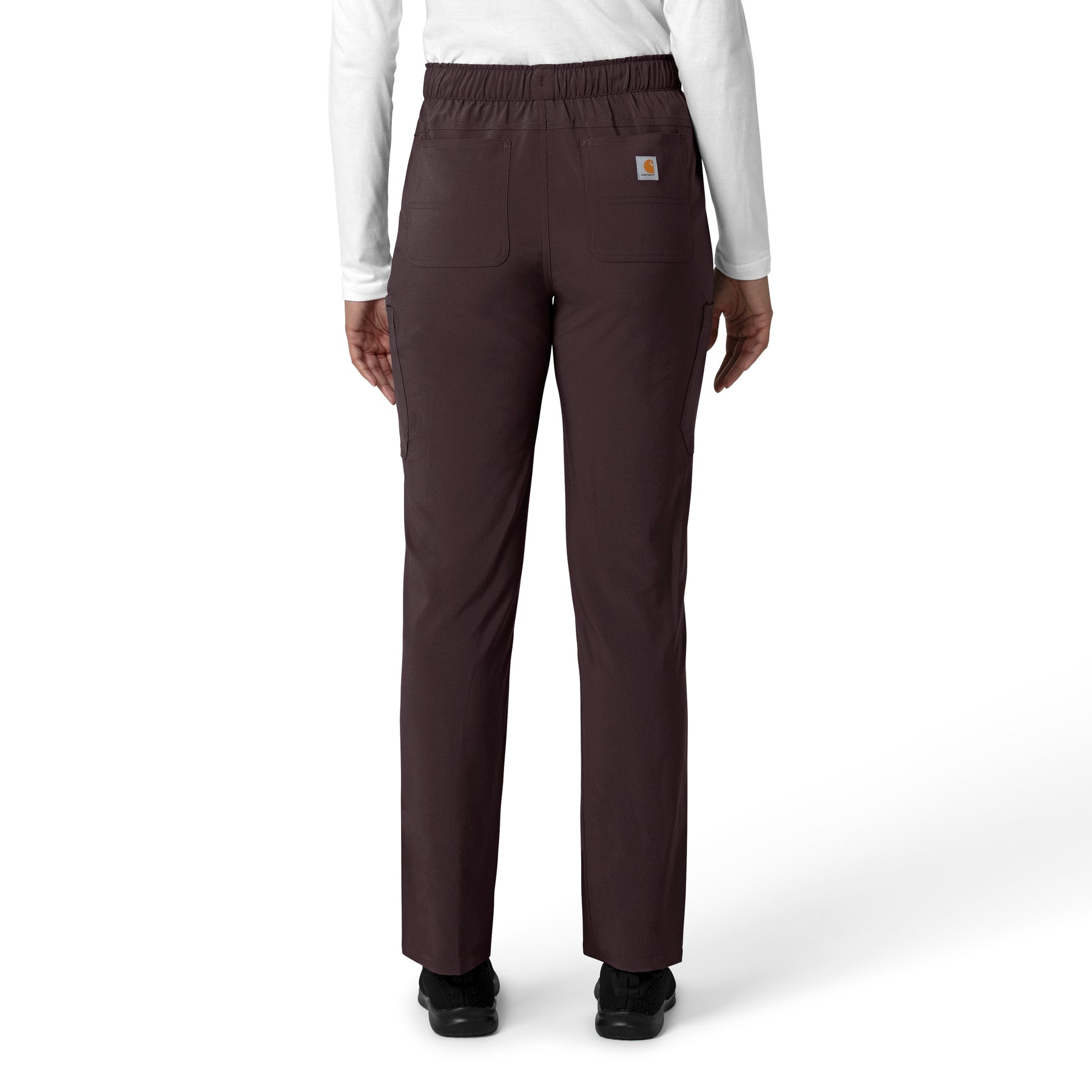 Force Cross-Flex Women's Straight Leg Cargo Scrub Pant Dark Sepia back view