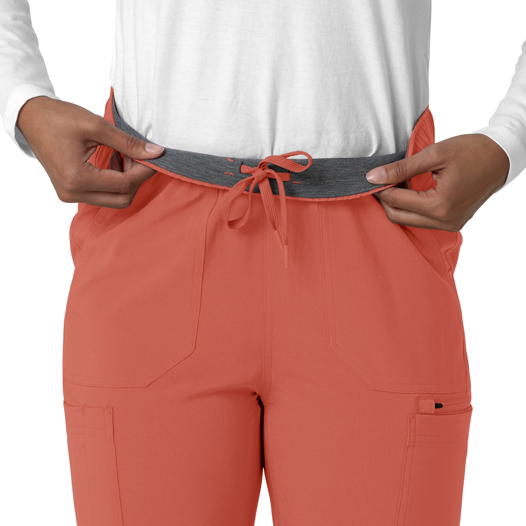 Force Cross-Flex Women's Straight Leg Cargo Scrub Pant Dusty Cedar side detail 1