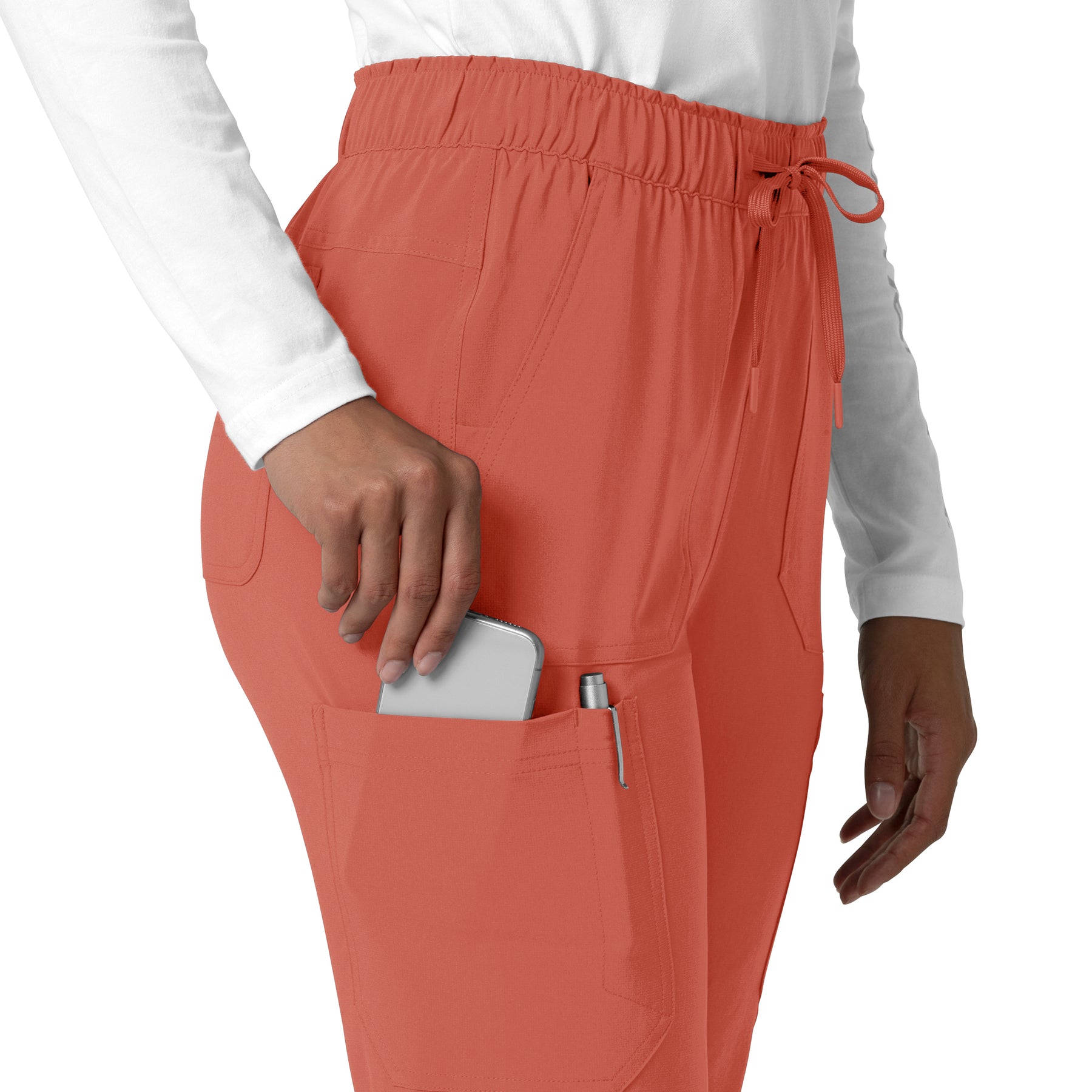 Force Cross-Flex Women's Straight Leg Cargo Scrub Pant Dusty Cedar back detail