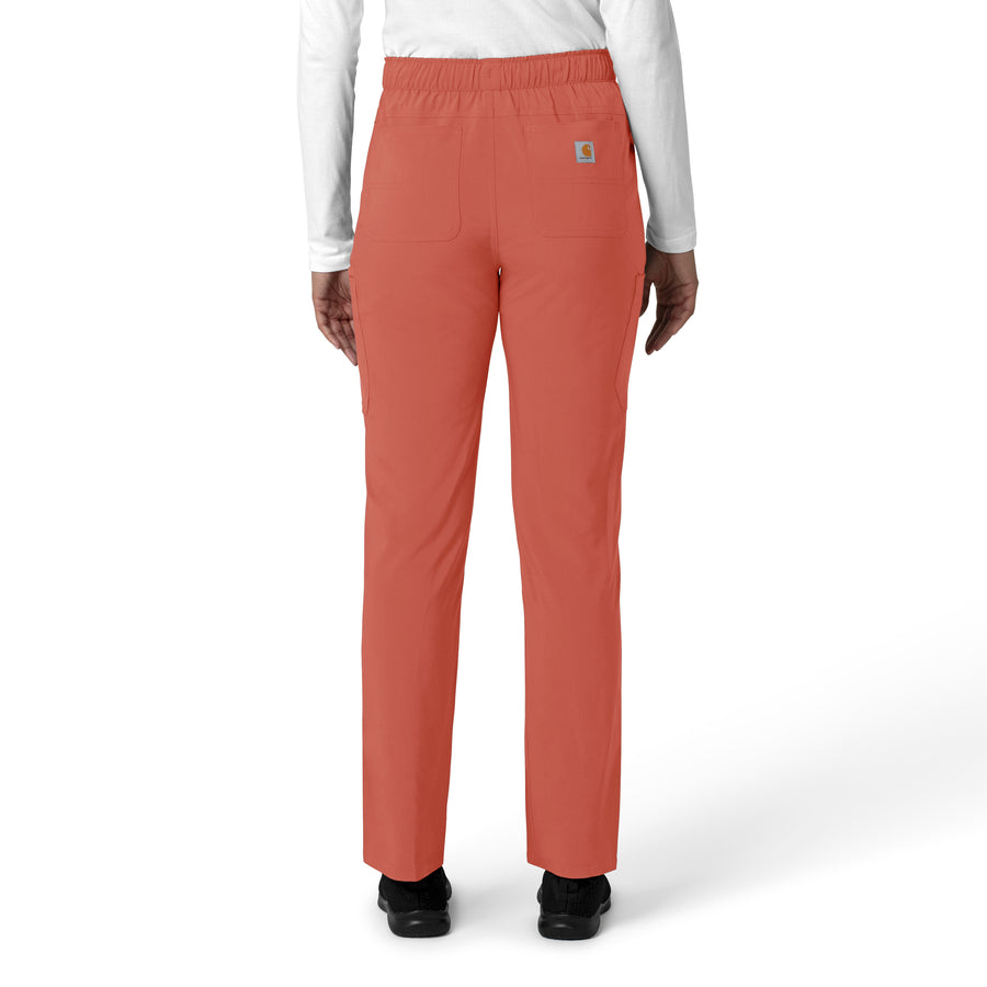 Force Cross-Flex Women's Straight Leg Cargo Scrub Pant Dusty Cedar back view