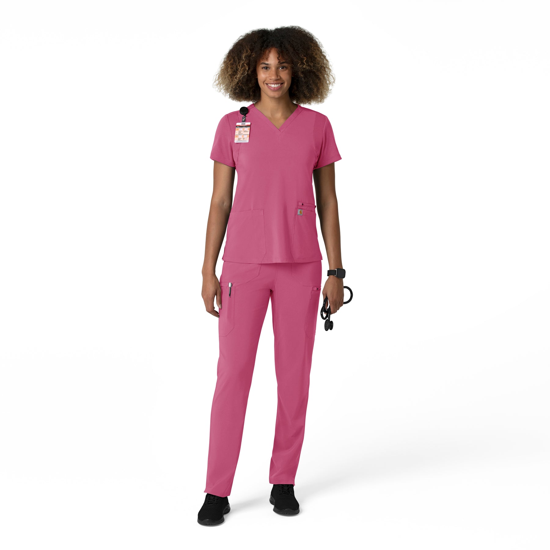 Force Cross-Flex Women's Straight Leg Cargo Scrub Pant Electric Fuschia full scrub set