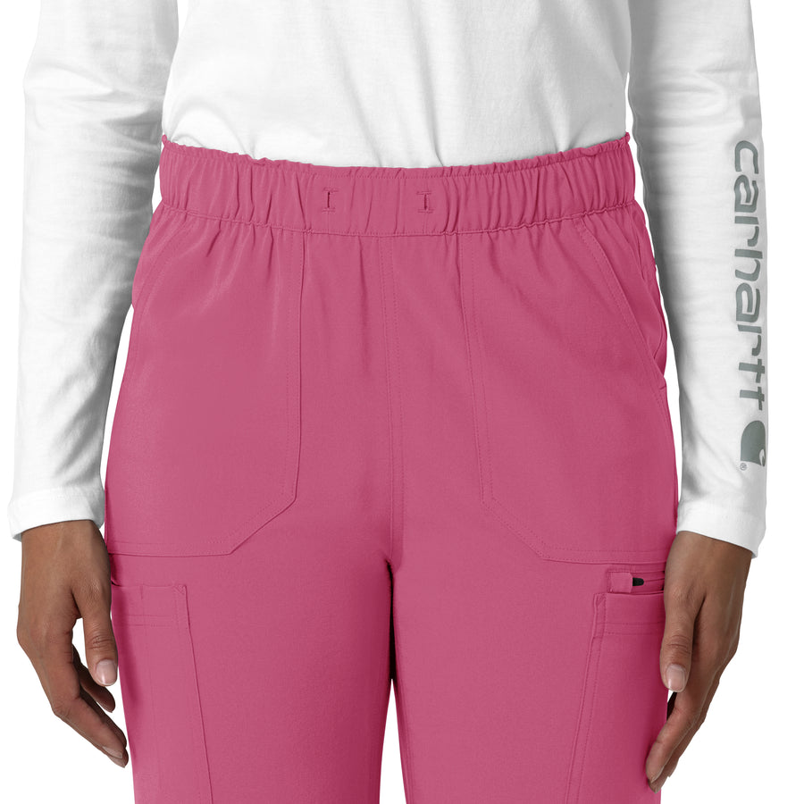 Force Cross-Flex Women's Straight Leg Cargo Scrub Pant Electric Fuschia front detail