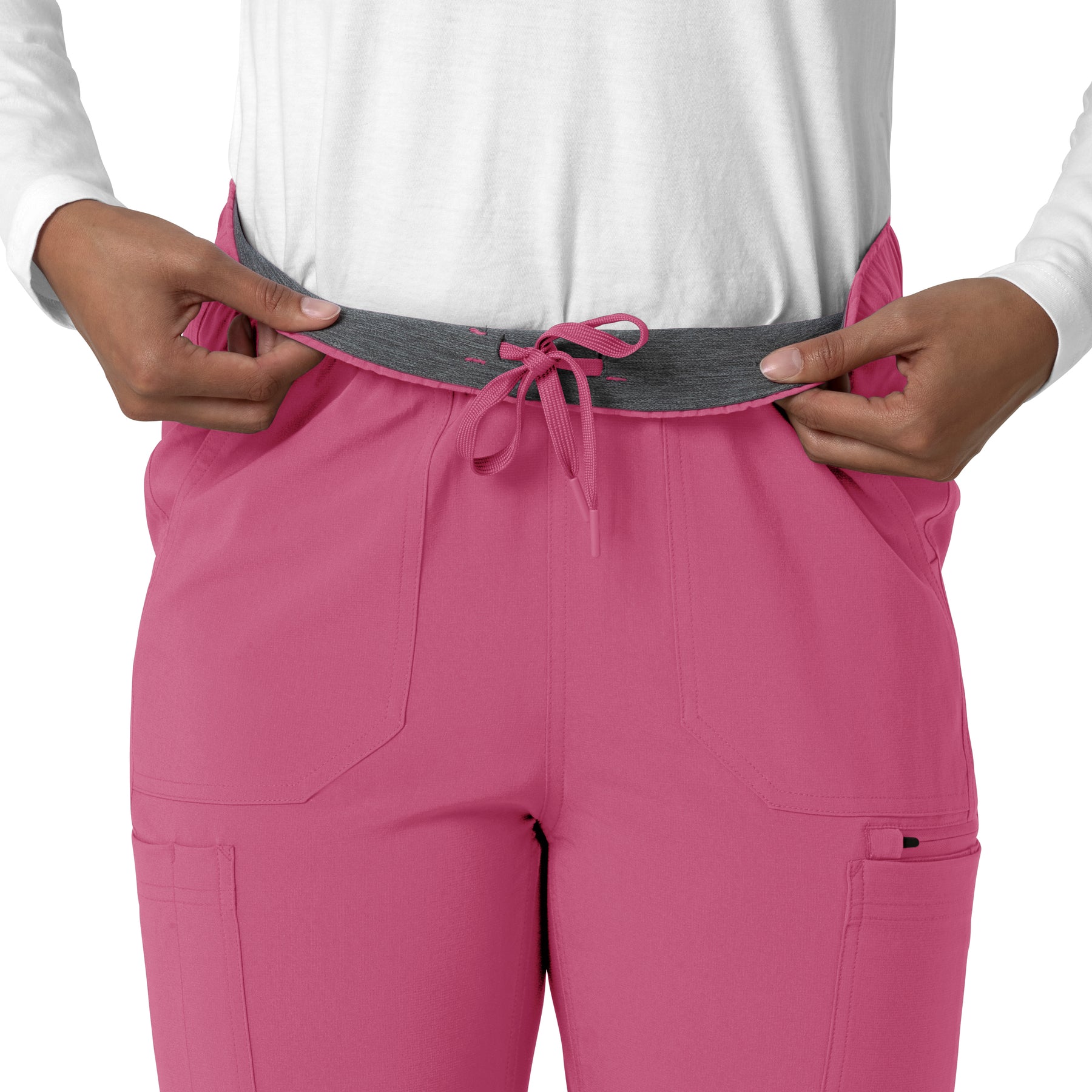 Force Cross-Flex Women's Straight Leg Cargo Scrub Pant Electric Fuschia side detail 1