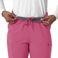 Force Cross-Flex Women's Straight Leg Cargo Scrub Pant Electric Fuschia side detail 1