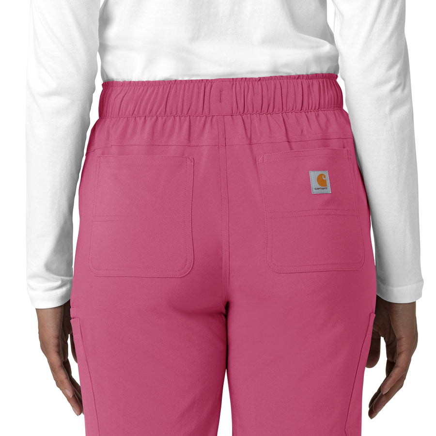 Force Cross-Flex Women's Straight Leg Cargo Scrub Pant Electric Fuschia hemline detail