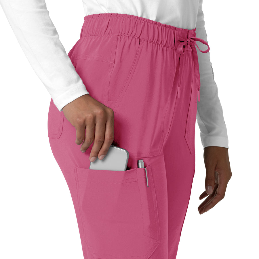 Force Cross-Flex Women's Straight Leg Cargo Scrub Pant Electric Fuschia back detail