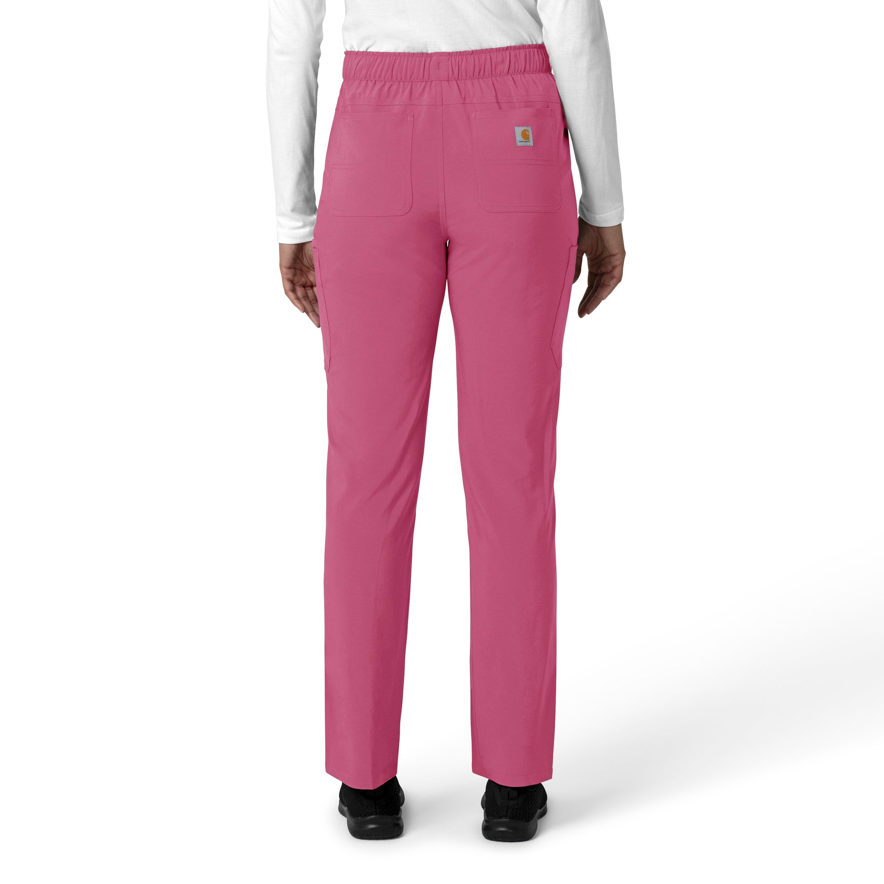 Force Cross-Flex Women's Straight Leg Cargo Scrub Pant Electric Fuschia back view