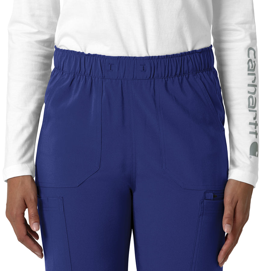 Force Cross-Flex Women's Straight Leg Cargo Scrub Pant Galaxy Blue front detail