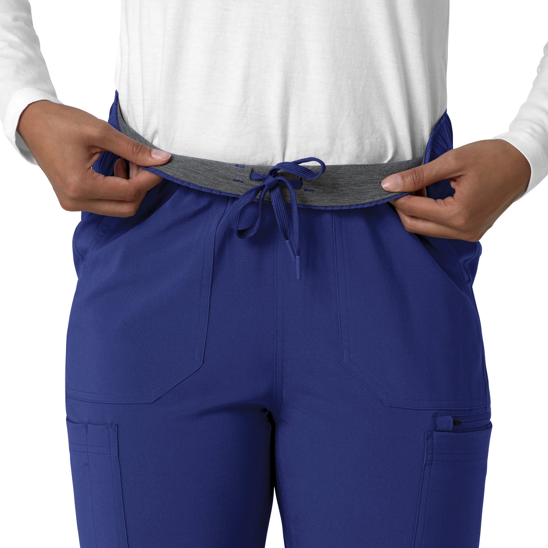 Force Cross-Flex Women's Straight Leg Cargo Scrub Pant Galaxy Blue side detail 1