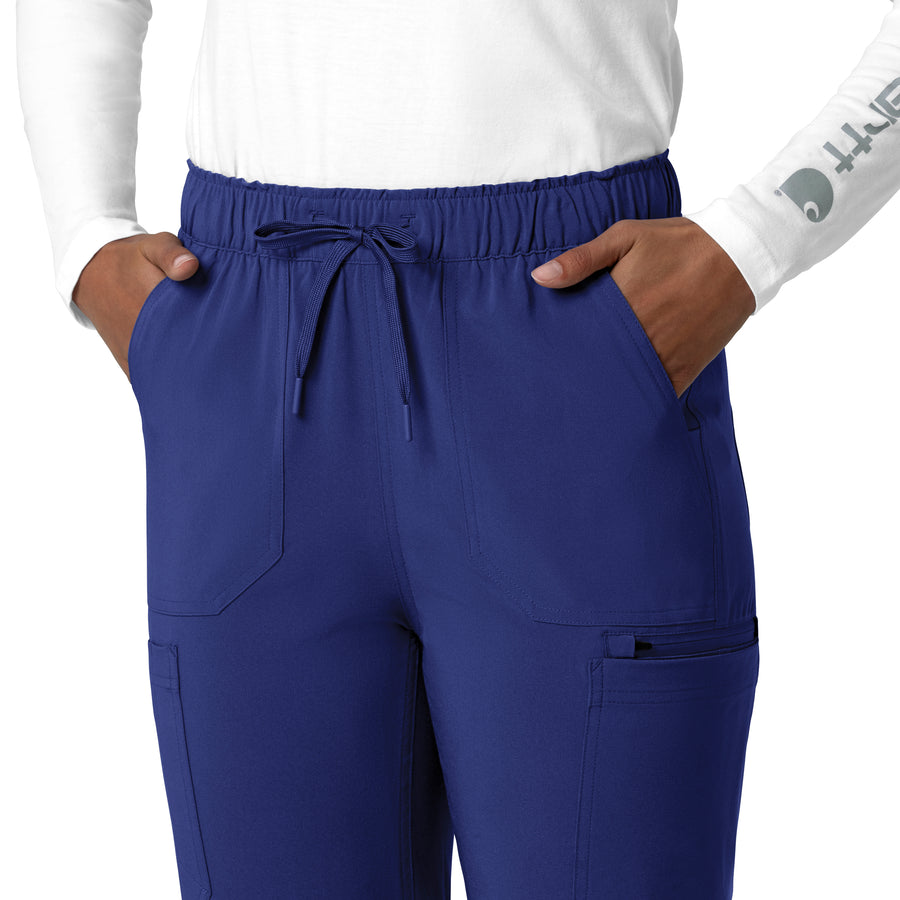 Force Cross-Flex Women's Straight Leg Cargo Scrub Pant Galaxy Blue side detail 2