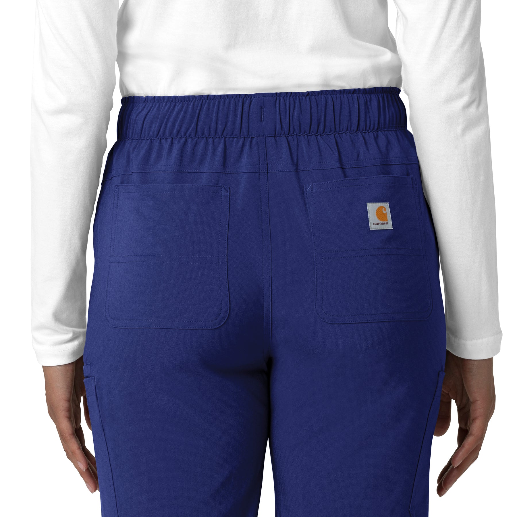 Force Cross-Flex Women's Straight Leg Cargo Scrub Pant Galaxy Blue hemline detail