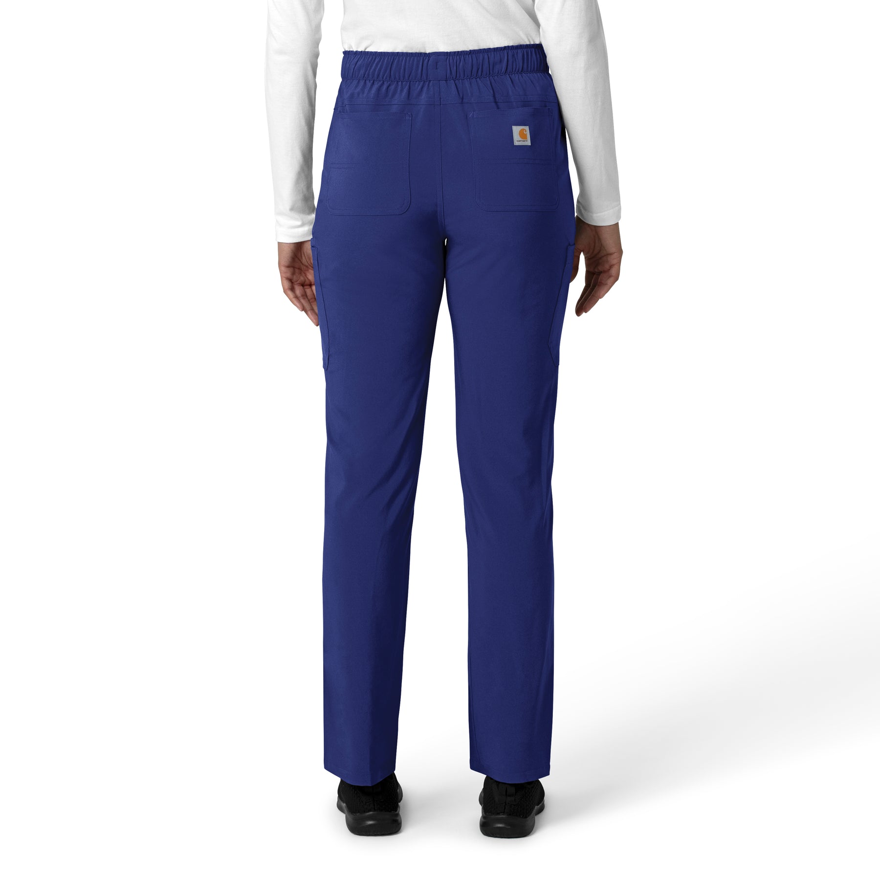 Force Cross-Flex Women's Straight Leg Cargo Scrub Pant Galaxy Blue back view