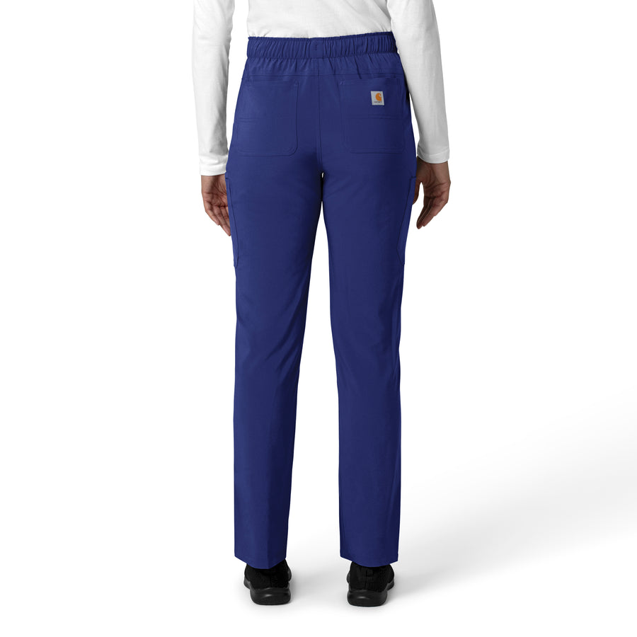 Force Cross-Flex Women's Straight Leg Cargo Scrub Pant Galaxy Blue back view