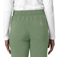 Force Cross-Flex Women's Straight Leg Cargo Scrub Pant Green Slate hemline detail