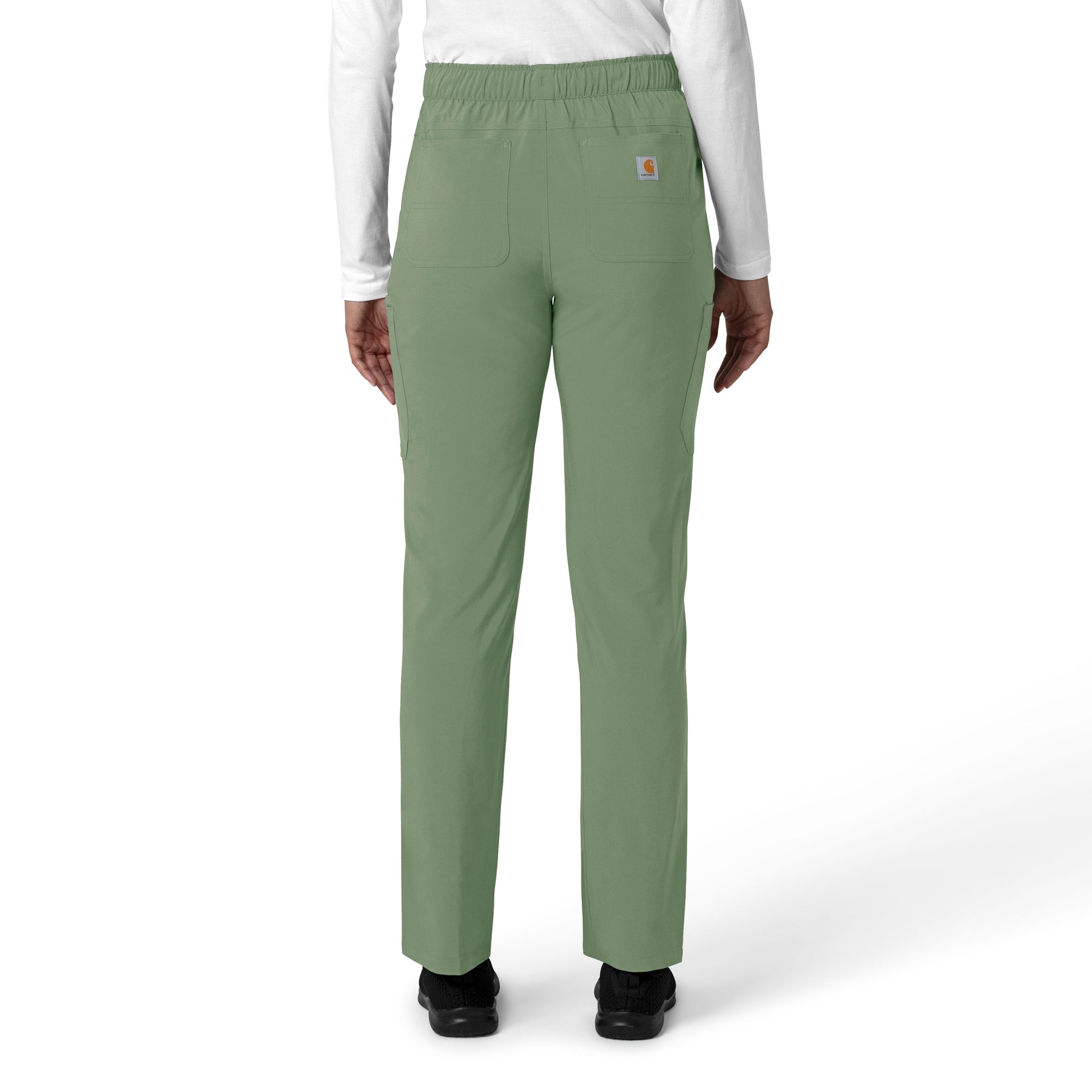 Force Cross-Flex Women's Straight Leg Cargo Scrub Pant Green Slate back view