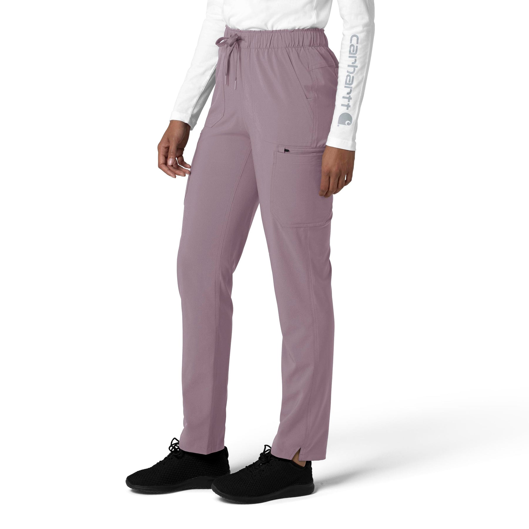 Force Cross-Flex Women's Straight Leg Cargo Scrub Pant Lavender Mist side view