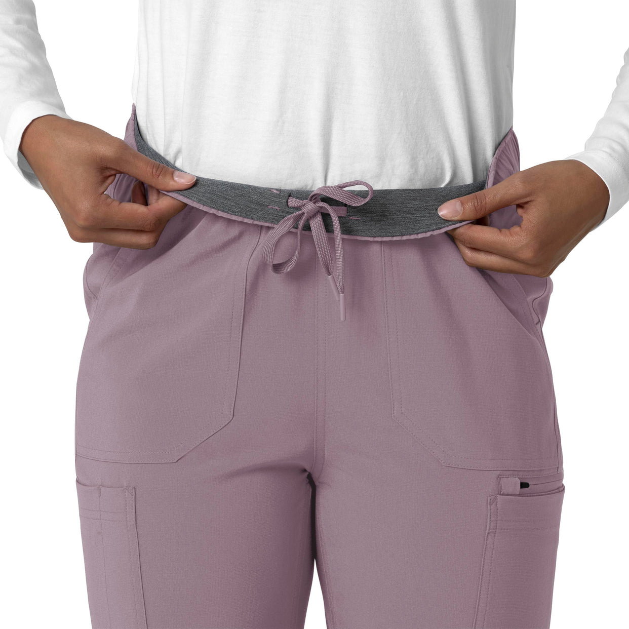 Force Cross-Flex Women's Straight Leg Cargo Scrub Pant Lavender Mist side detail 1