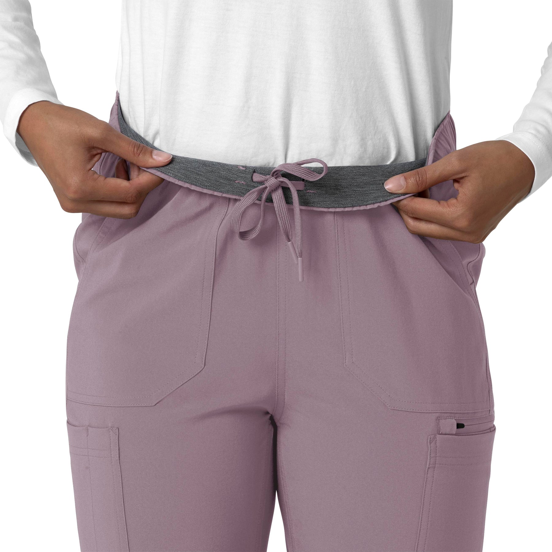Force Cross-Flex Women's Straight Leg Cargo Scrub Pant Lavender Mist side detail 1