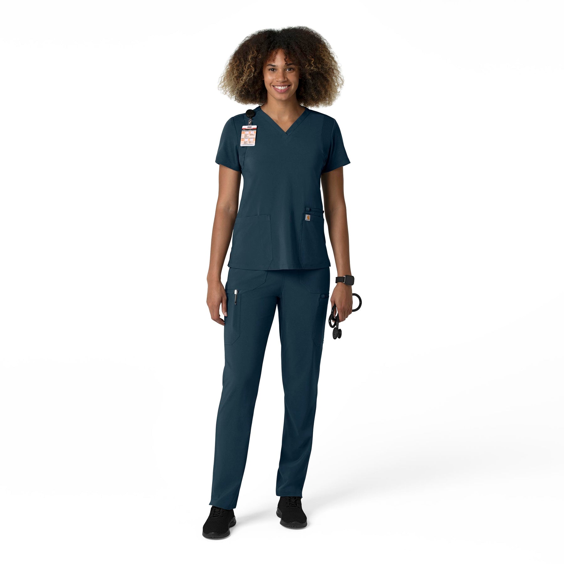 Force Cross-Flex Women's Straight Leg Cargo Scrub Pant Navy full scrub set