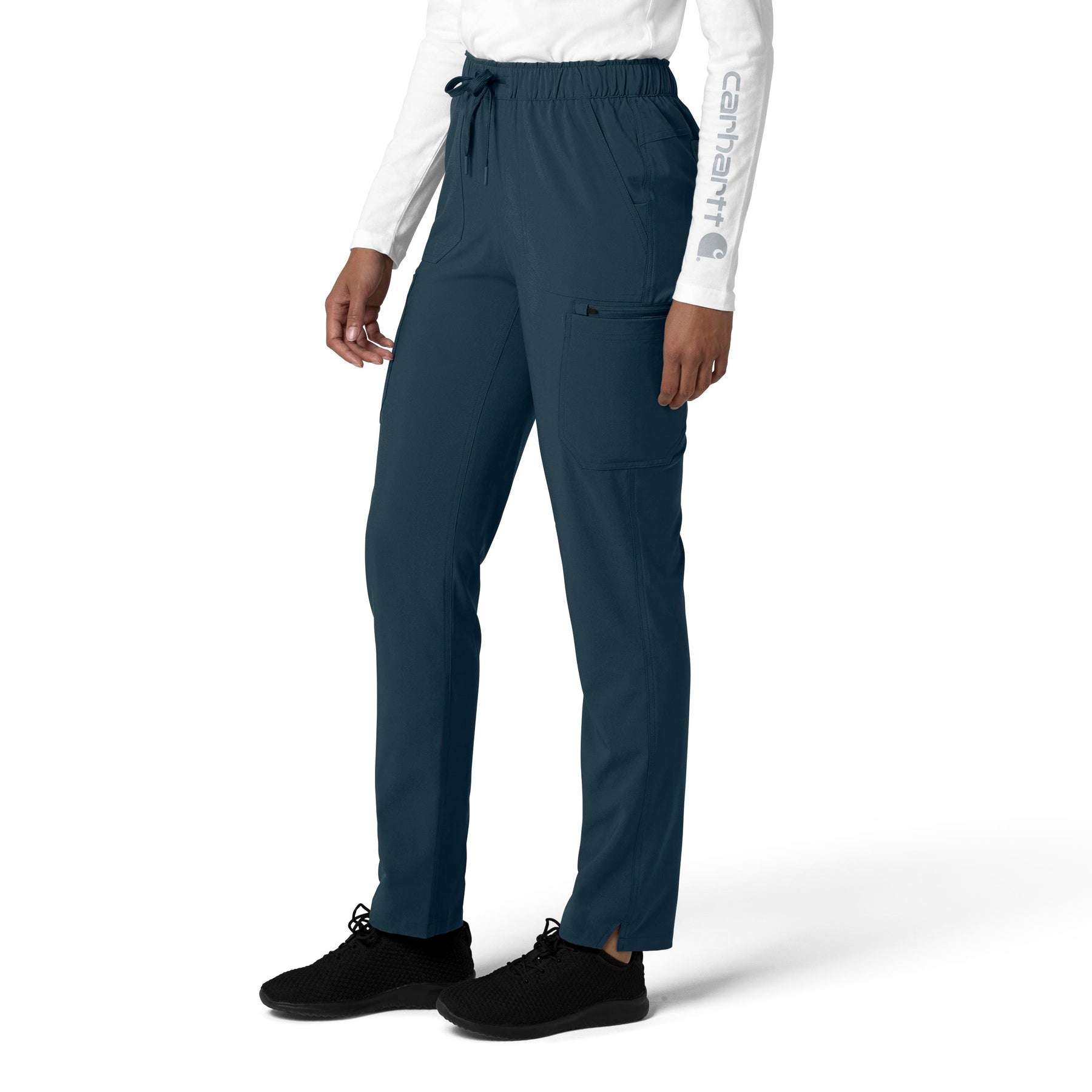 Force Cross-Flex Women's Straight Leg Cargo Scrub Pant Navy side view