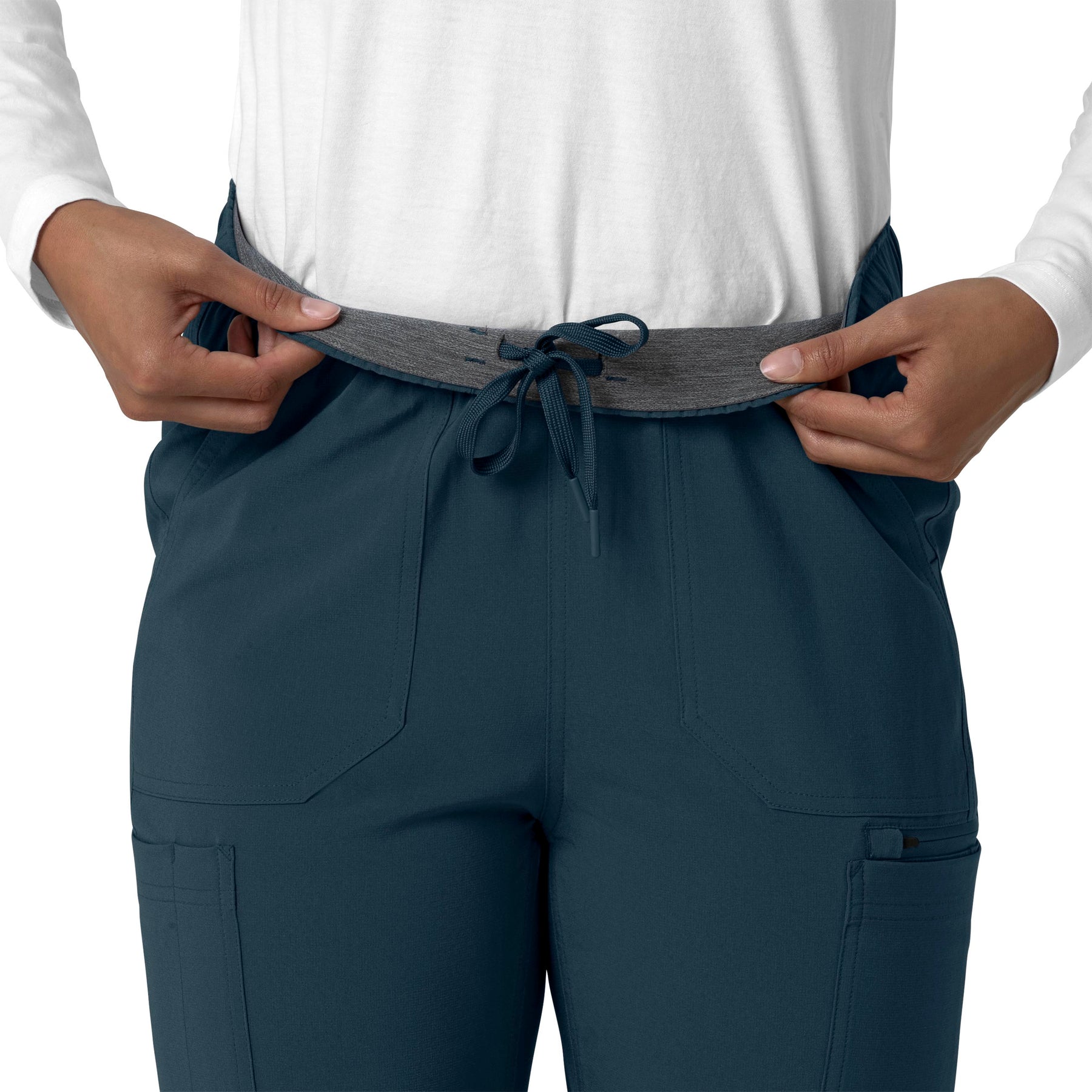 Force Cross-Flex Women's Straight Leg Cargo Scrub Pant Navy side detail 1