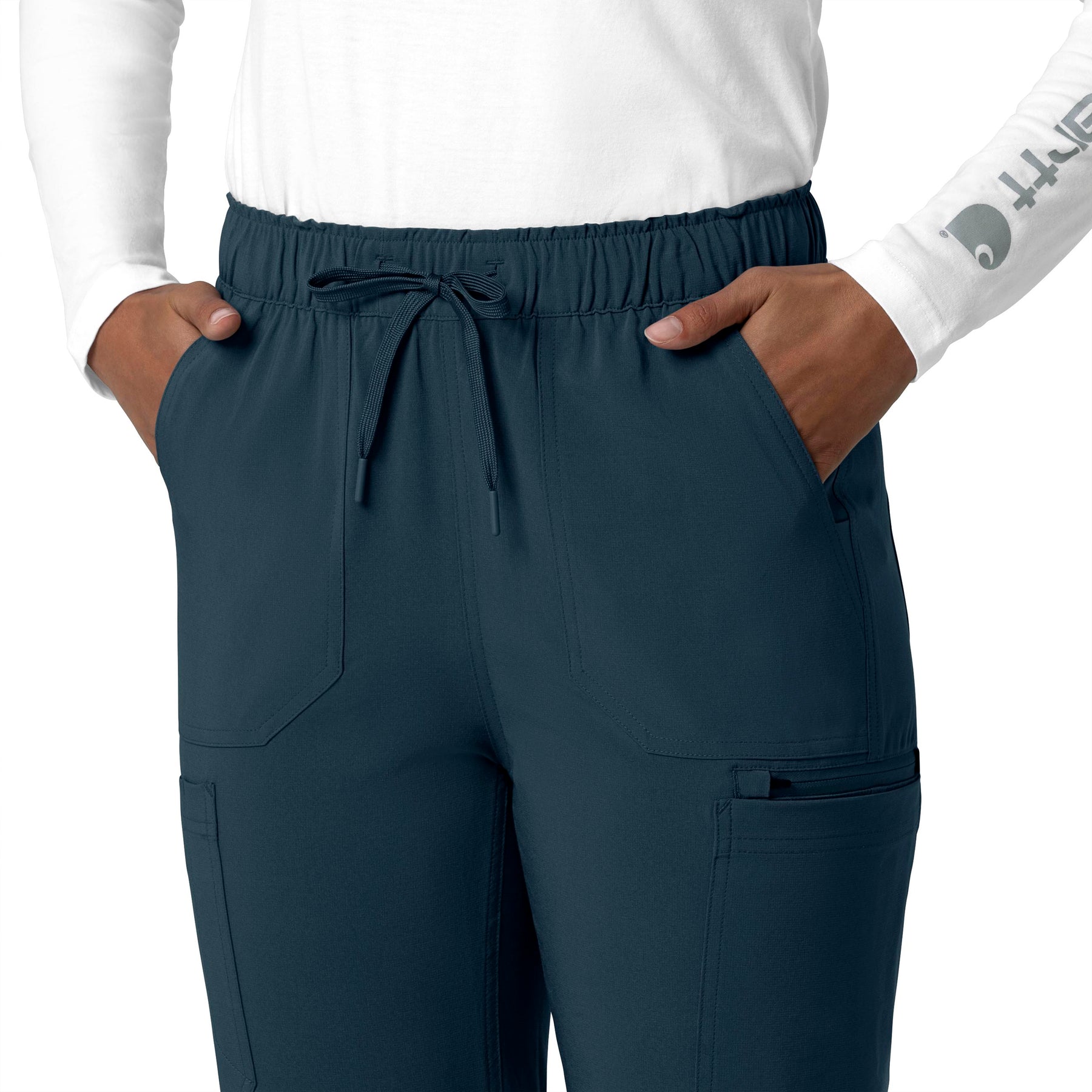 Force Cross-Flex Women's Straight Leg Cargo Scrub Pant Navy side detail 2