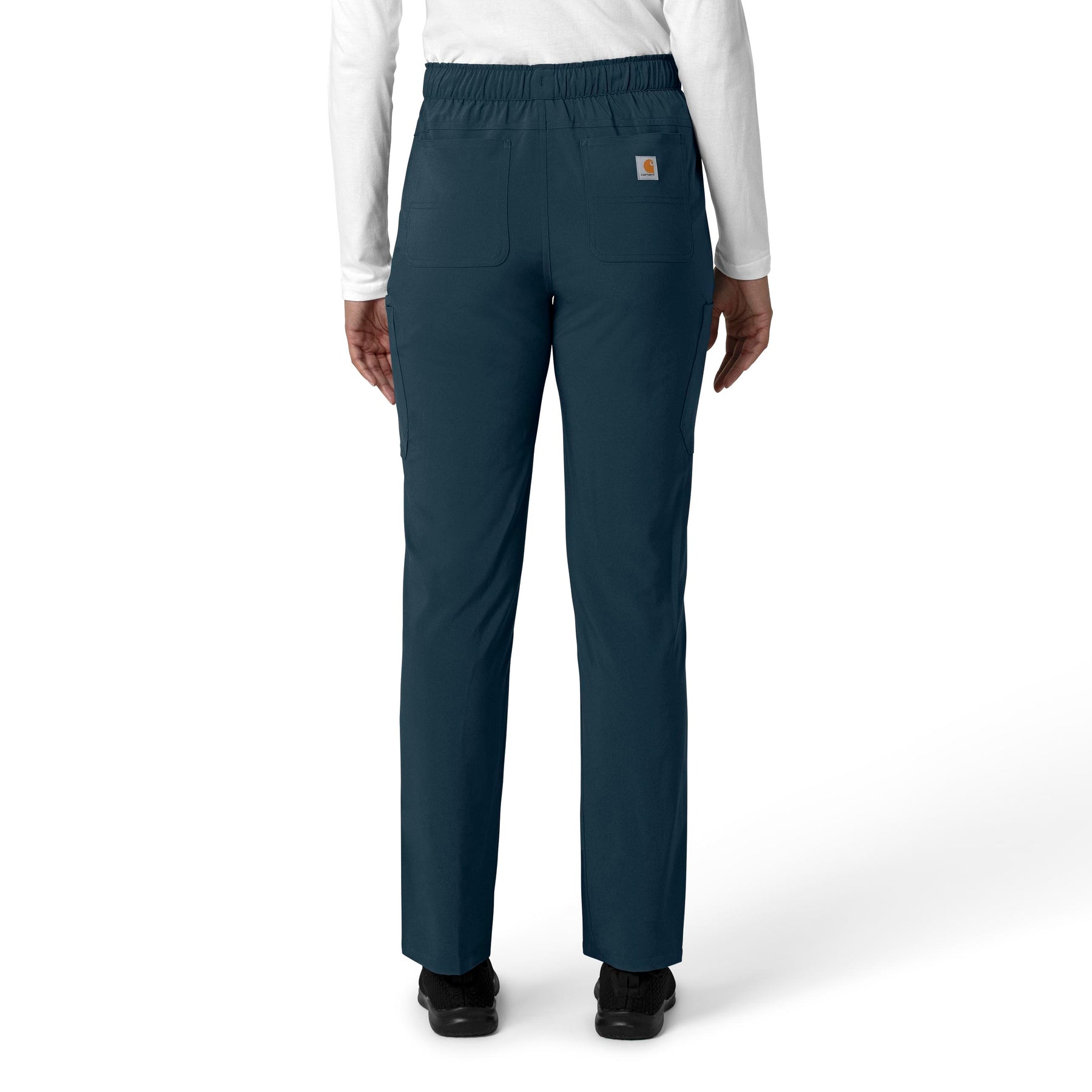 Force Cross-Flex Women's Straight Leg Cargo Scrub Pant Navy back view