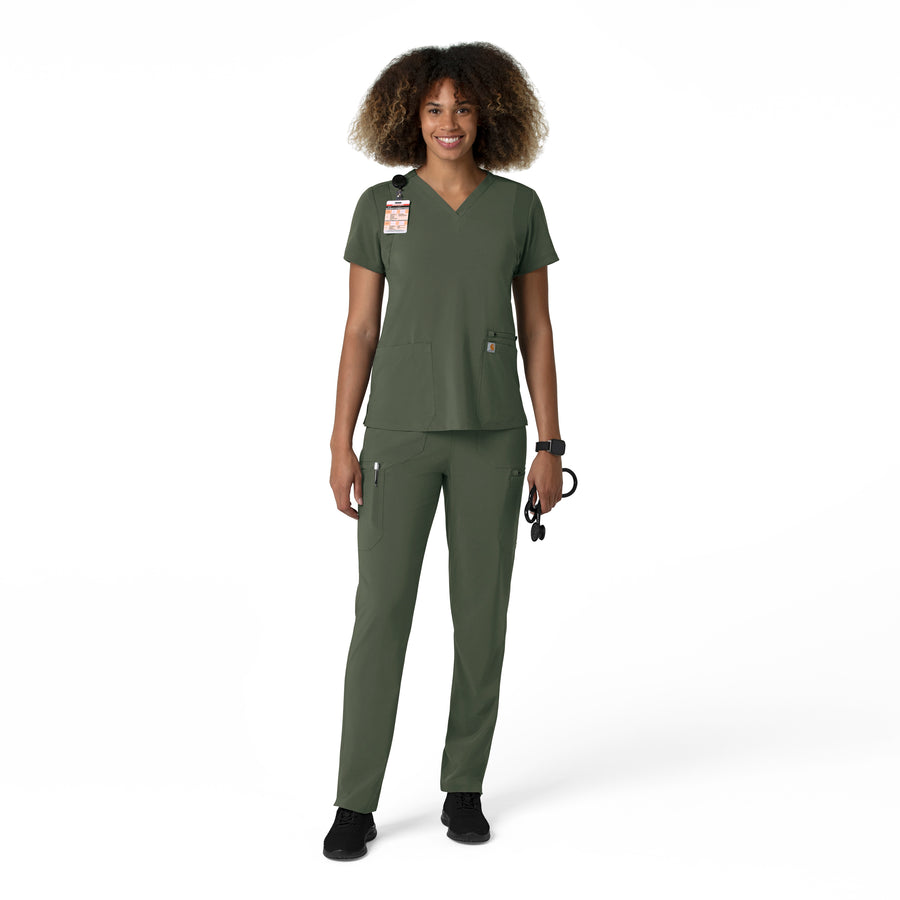 Force Cross-Flex Women's Straight Leg Cargo Scrub Pant Olive full scrub set