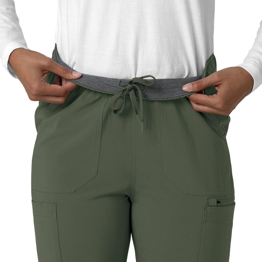 Force Cross-Flex Women's Straight Leg Cargo Scrub Pant Olive side detail 1