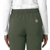 Force Cross-Flex Women's Straight Leg Cargo Scrub Pant Olive hemline detail
