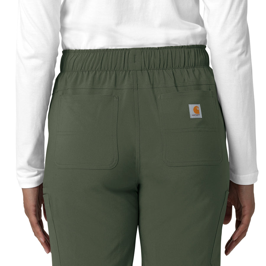 Force Cross-Flex Women's Straight Leg Cargo Scrub Pant Olive hemline detail