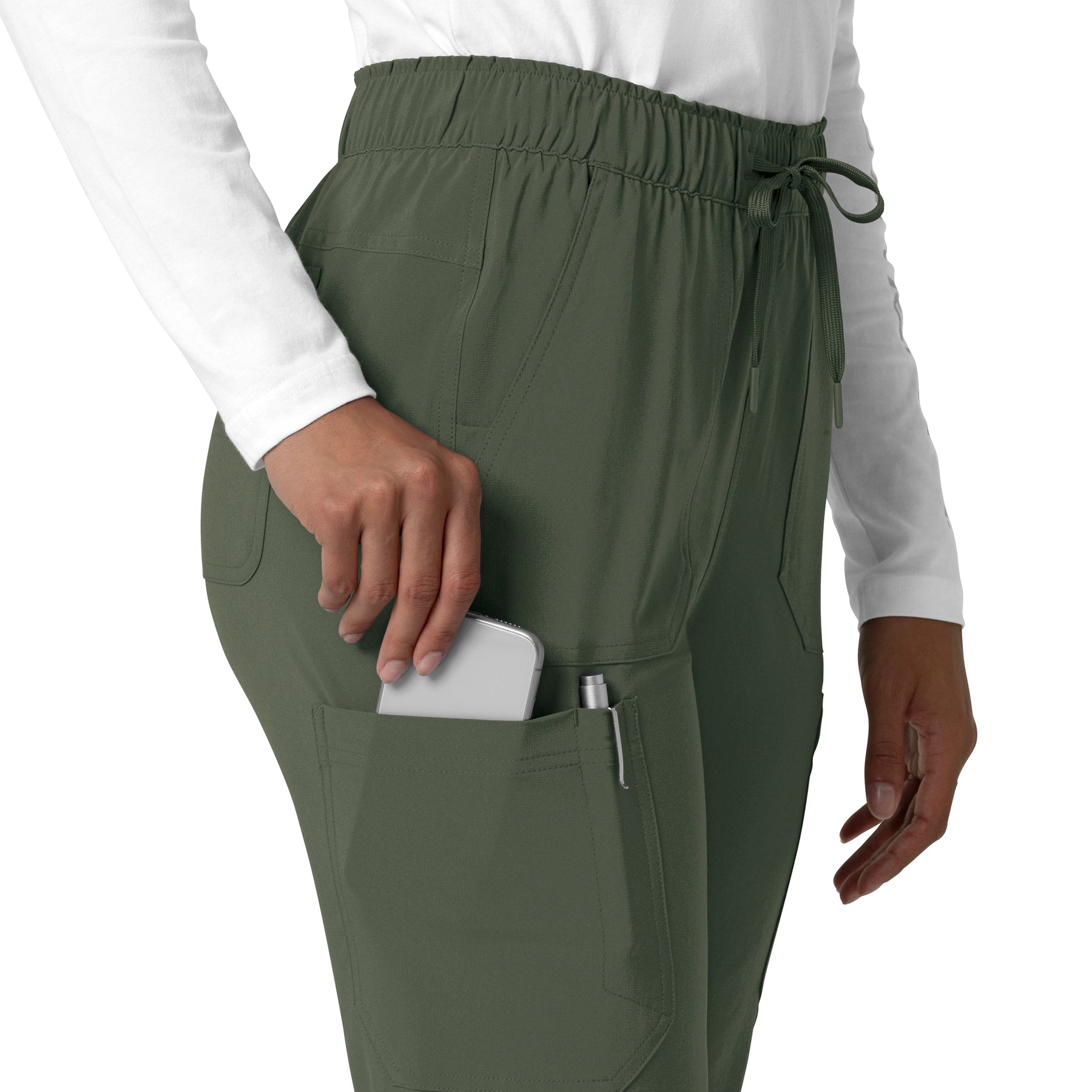 Force Cross-Flex Women's Straight Leg Cargo Scrub Pant Olive back detail