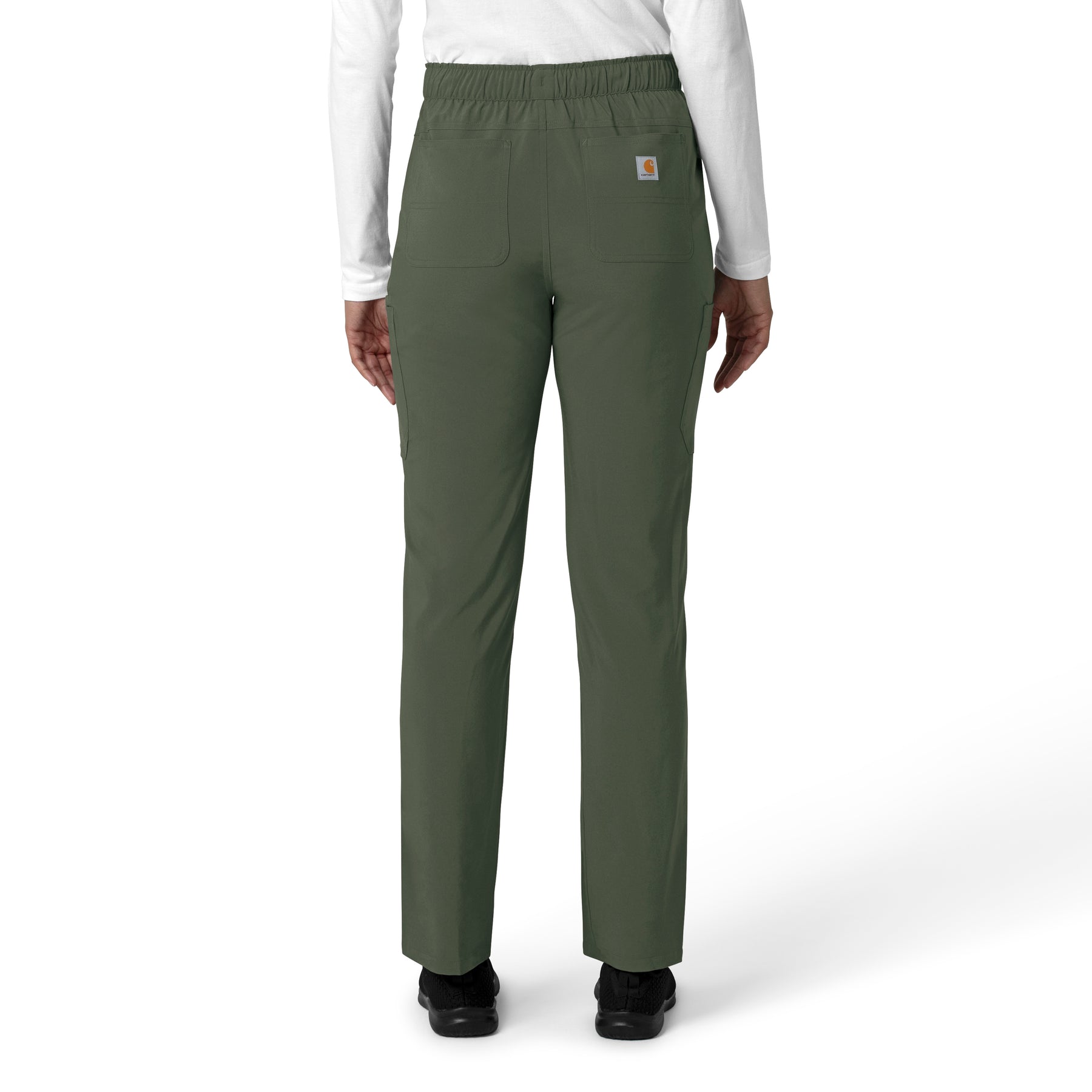 Force Cross-Flex Women's Straight Leg Cargo Scrub Pant Olive back view