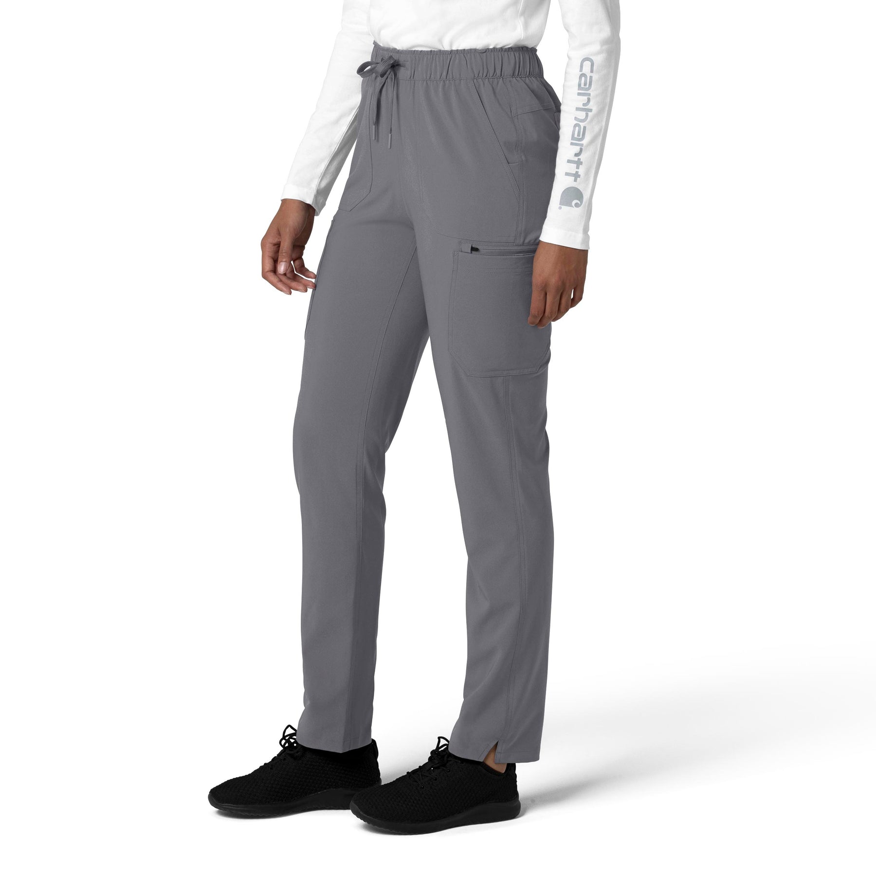 Force Cross-Flex Women's Straight Leg Cargo Scrub Pant Pewter side view