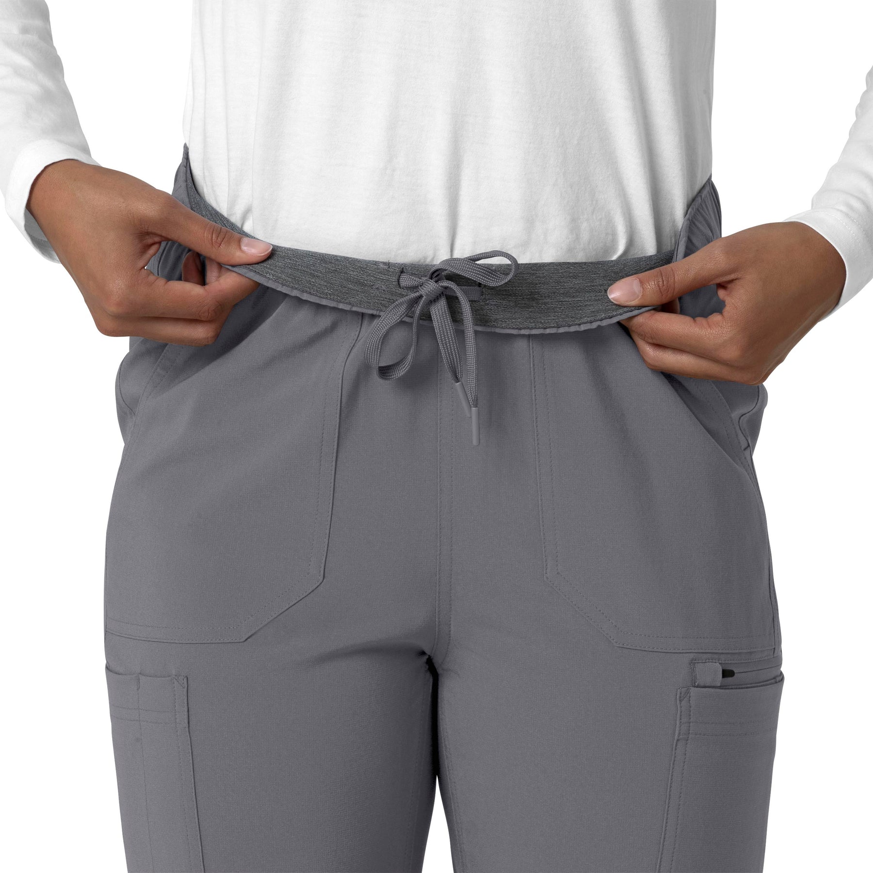 Force Cross-Flex Women's Straight Leg Cargo Scrub Pant Pewter side detail 1