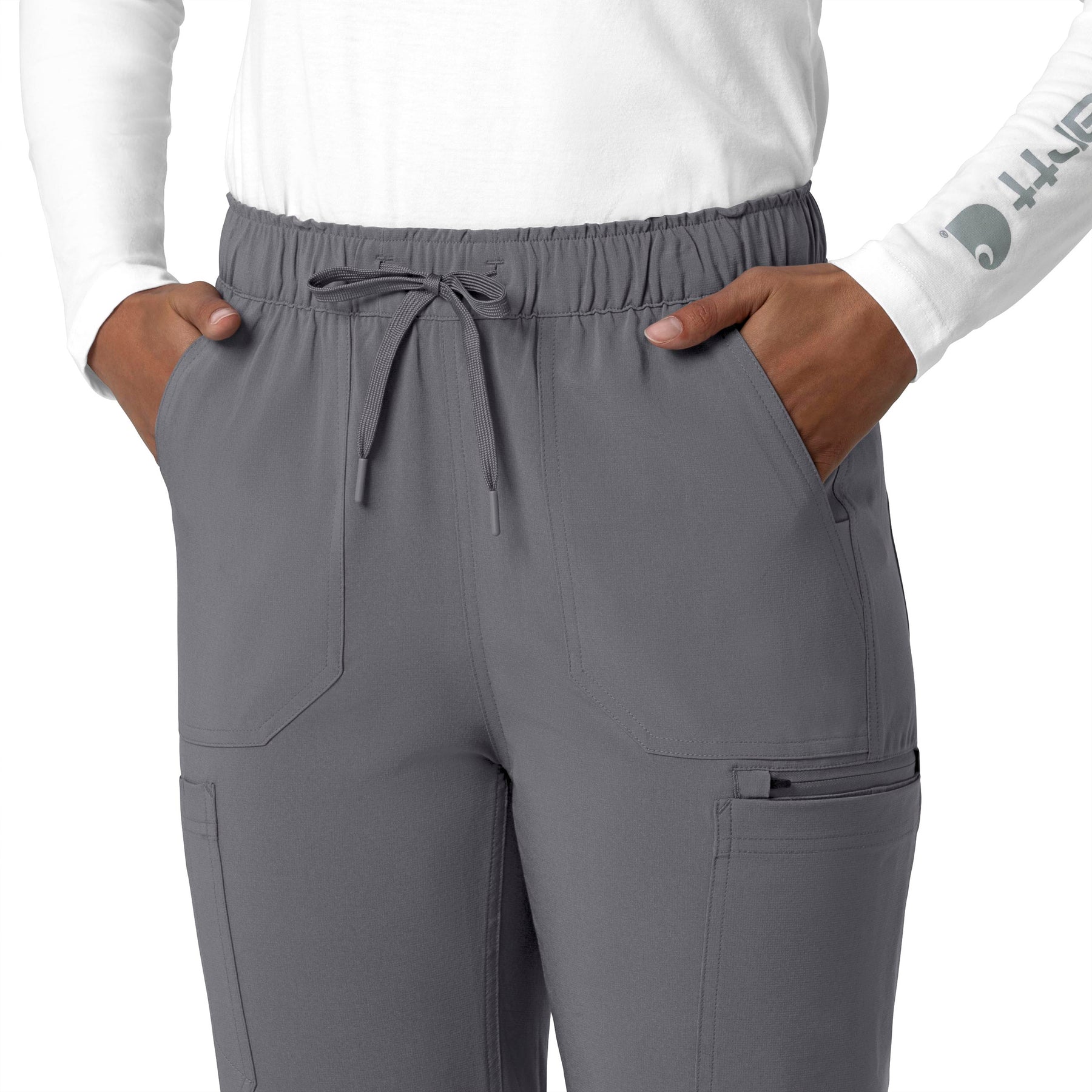 Force Cross-Flex Women's Straight Leg Cargo Scrub Pant Pewter side detail 2