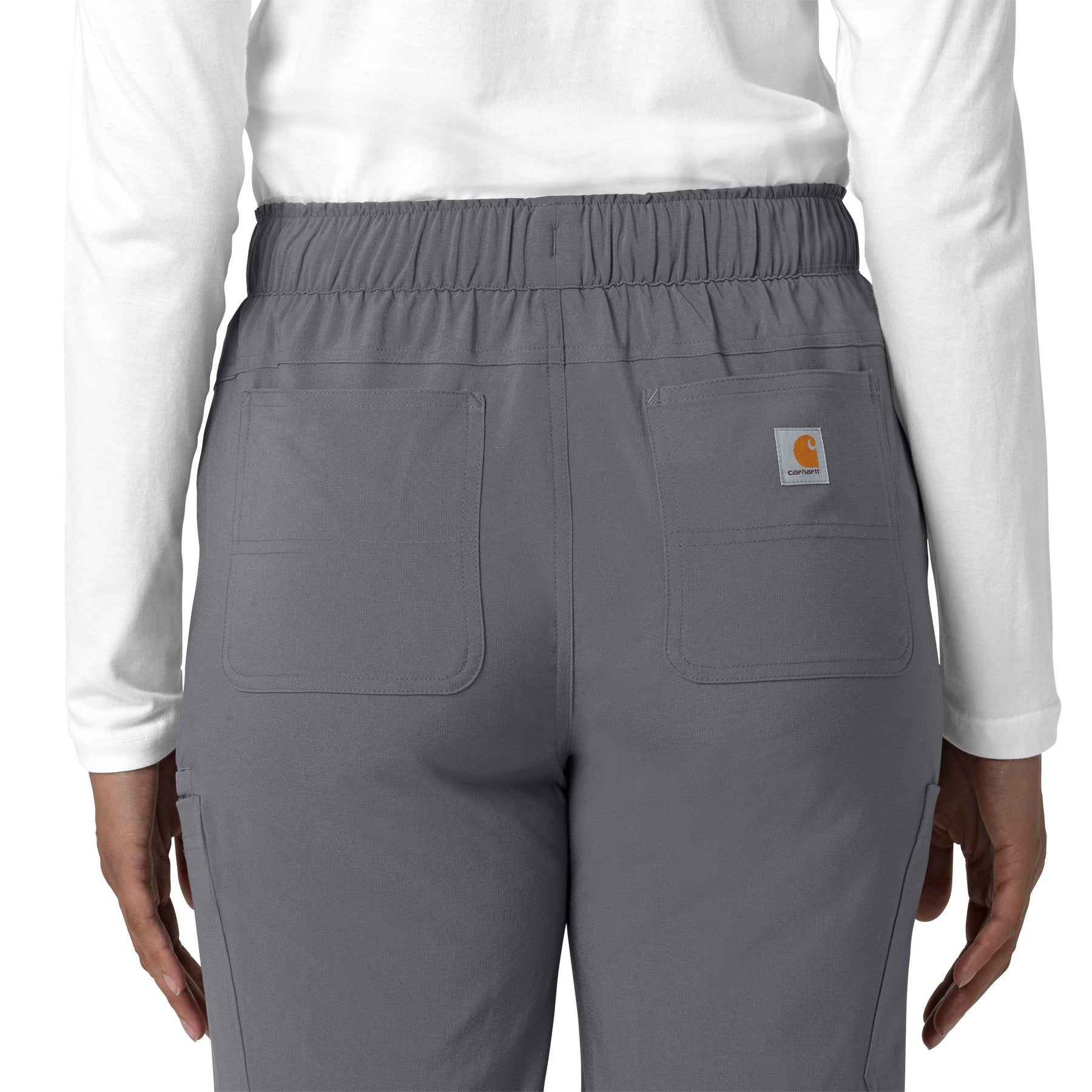 Force Cross-Flex Women's Straight Leg Cargo Scrub Pant Pewter hemline detail