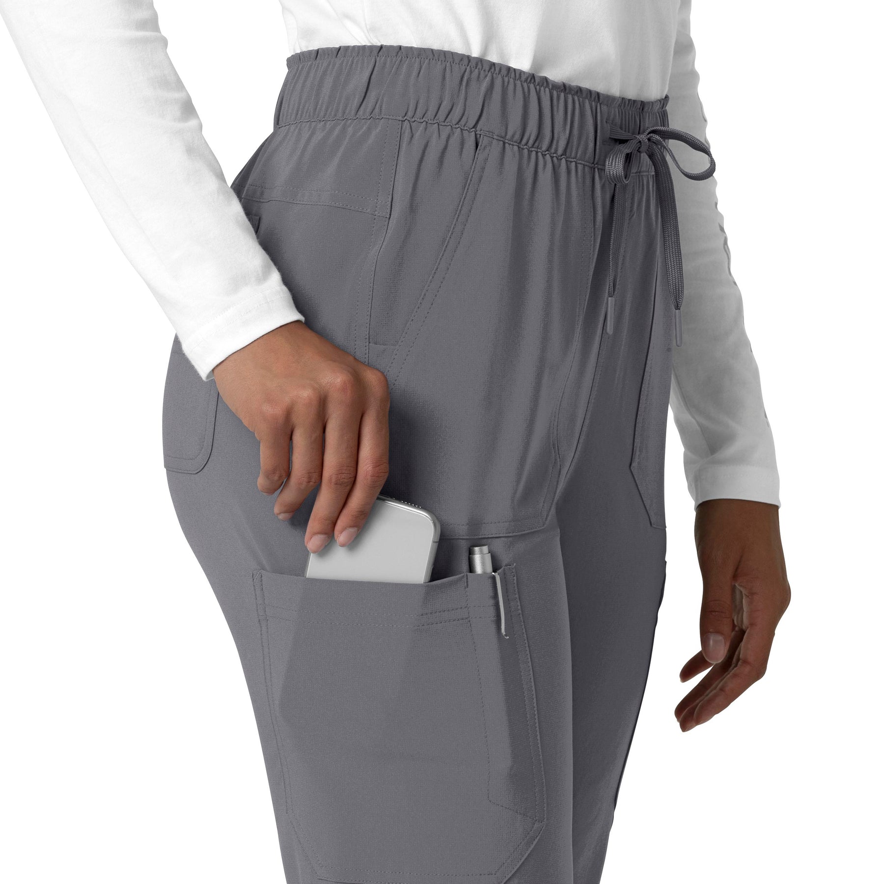 Force Cross-Flex Women's Straight Leg Cargo Scrub Pant Pewter back detail