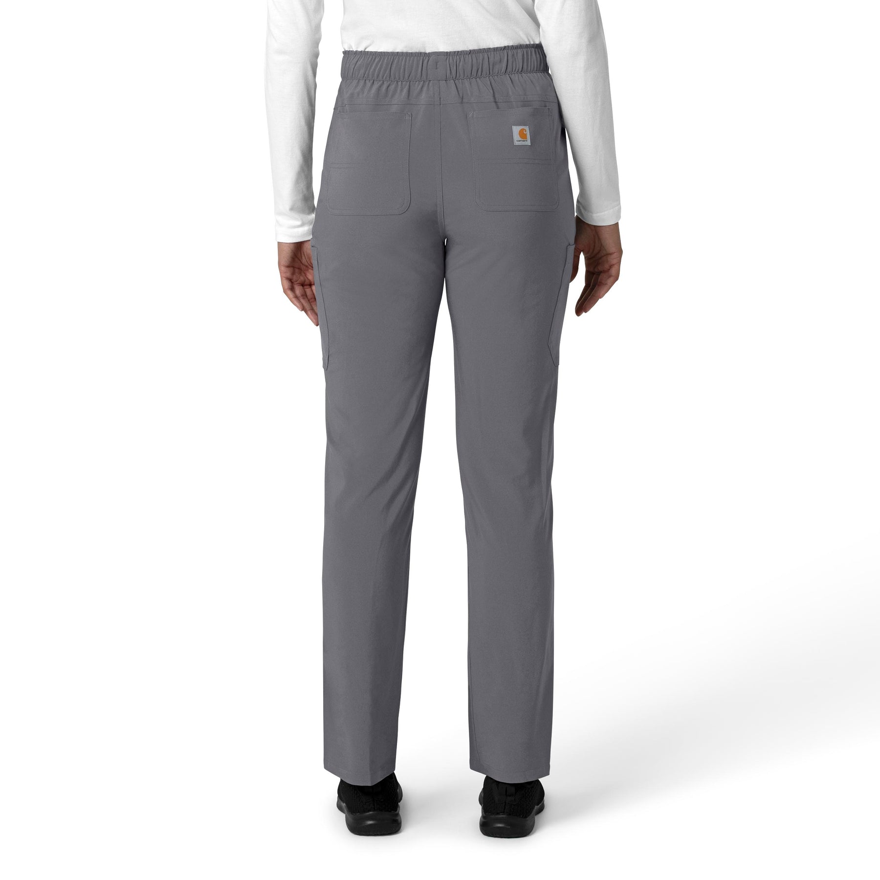 Force Cross-Flex Women's Straight Leg Cargo Scrub Pant Pewter back view
