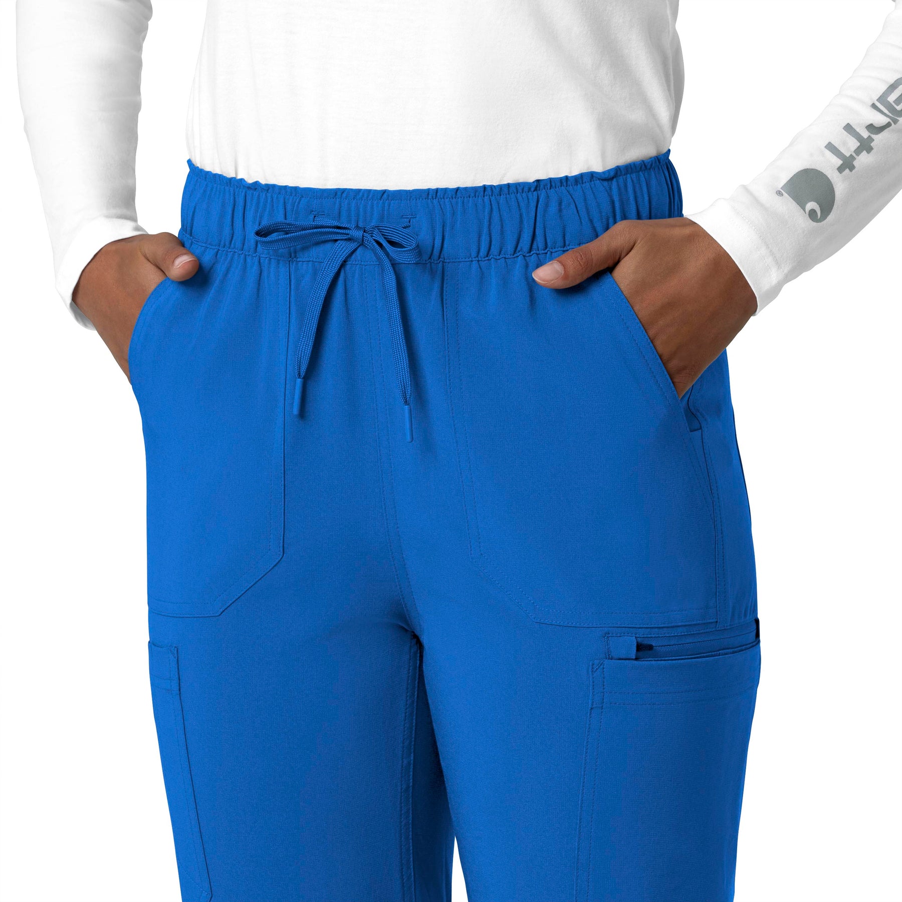 Force Cross-Flex Women's Straight Leg Cargo Scrub Pant Royal side detail 2